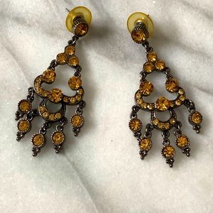 Gunmetal and Crystal Chandelier Earrings